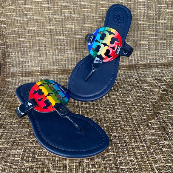 Tory Burch Miller Leather rainbow Sandals size 6 - Picture 2 of 9